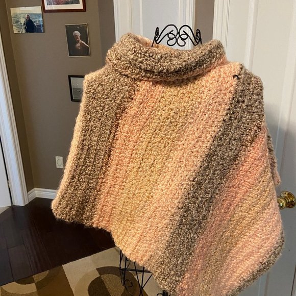 Handmade Crochet Poncho in Earthtones. One Size EUC - Picture 2 of 4